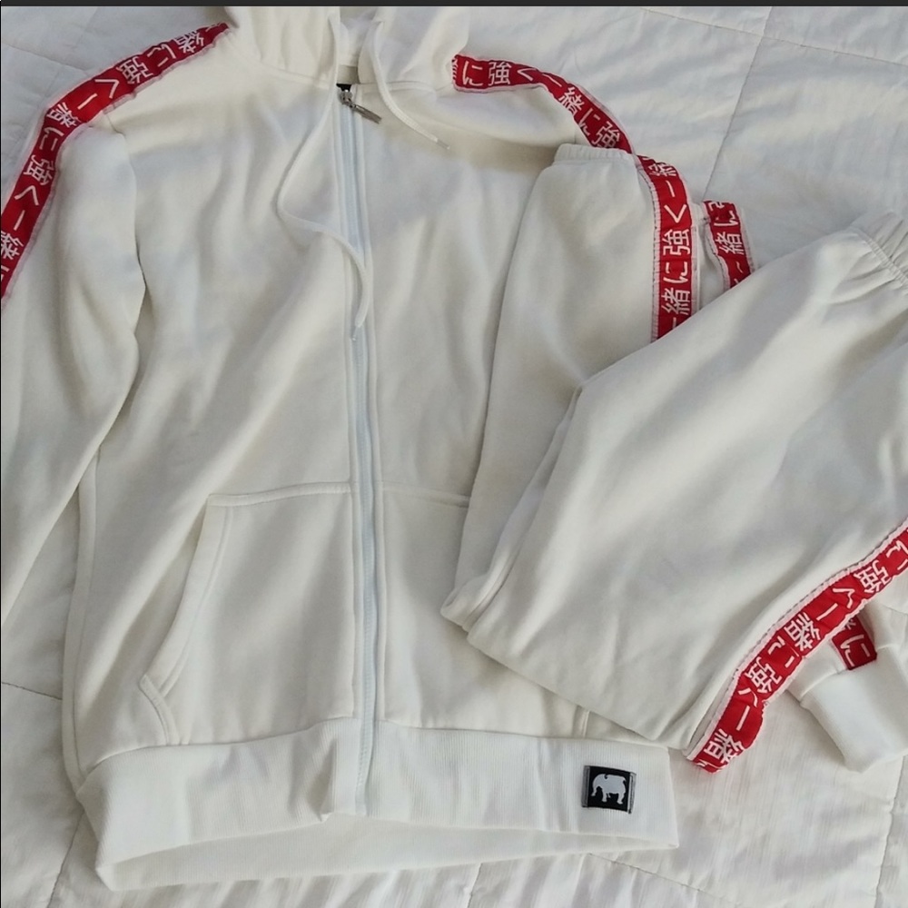 Men's White Sweatsuit Hoodie Set